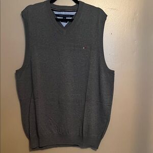 Tommy Hilfiger Men's Charcoal V-Neck Sweater Vest Pima Cotton XL